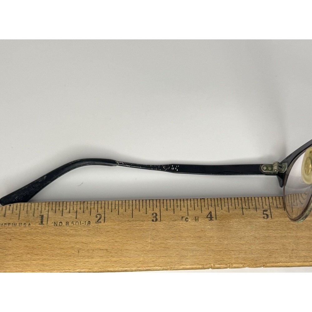 Vintage UOC Eyeglasses 1950s Cat Eye Black N Silver Aluminum Frame Floral Etched - Picture 7 of 7